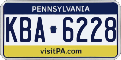 PA license plate KBA6228