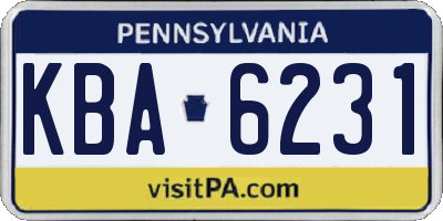 PA license plate KBA6231