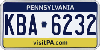 PA license plate KBA6232