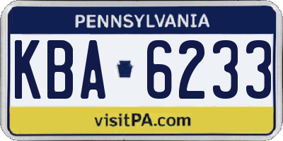PA license plate KBA6233