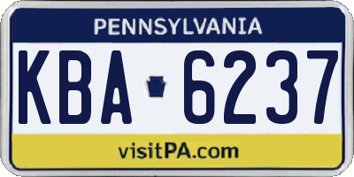 PA license plate KBA6237