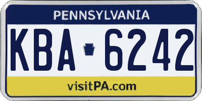 PA license plate KBA6242