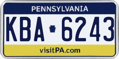 PA license plate KBA6243