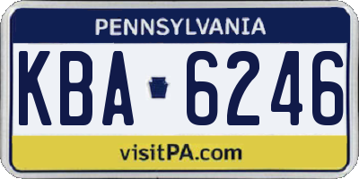 PA license plate KBA6246