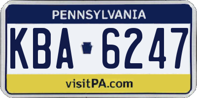 PA license plate KBA6247