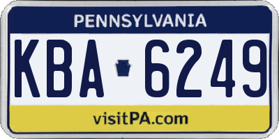 PA license plate KBA6249