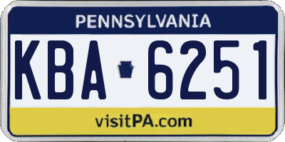 PA license plate KBA6251