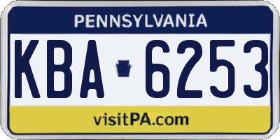 PA license plate KBA6253