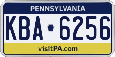 PA license plate KBA6256