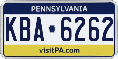 PA license plate KBA6262