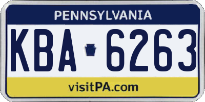 PA license plate KBA6263