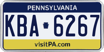 PA license plate KBA6267