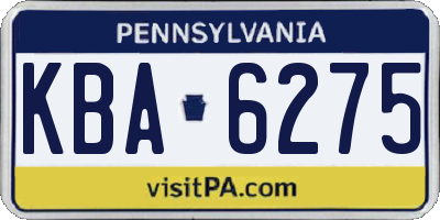 PA license plate KBA6275