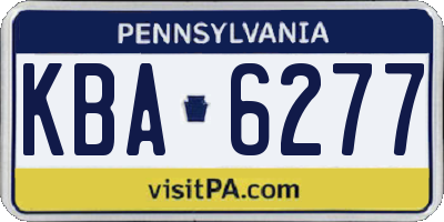 PA license plate KBA6277