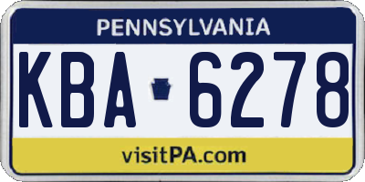 PA license plate KBA6278