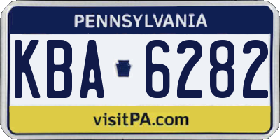 PA license plate KBA6282