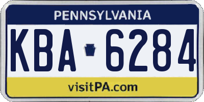 PA license plate KBA6284