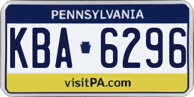 PA license plate KBA6296