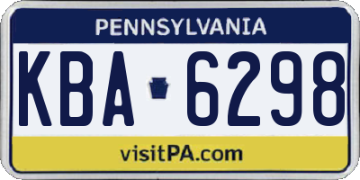 PA license plate KBA6298