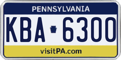 PA license plate KBA6300