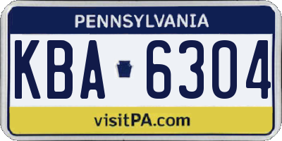 PA license plate KBA6304
