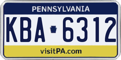 PA license plate KBA6312