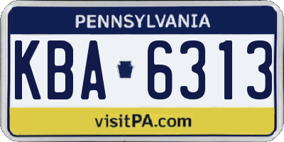 PA license plate KBA6313