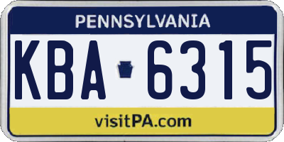 PA license plate KBA6315