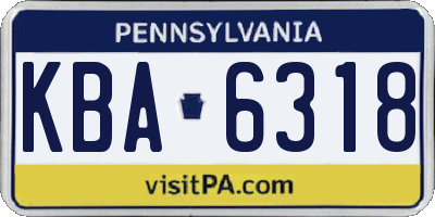 PA license plate KBA6318