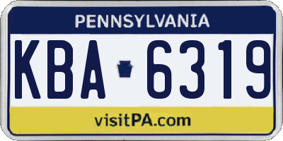 PA license plate KBA6319