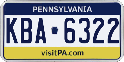 PA license plate KBA6322