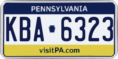 PA license plate KBA6323