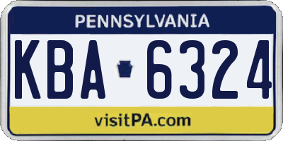 PA license plate KBA6324