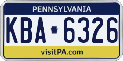 PA license plate KBA6326