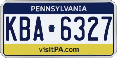 PA license plate KBA6327
