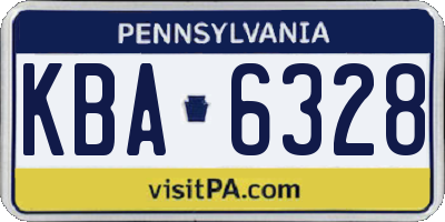 PA license plate KBA6328