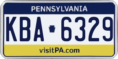 PA license plate KBA6329