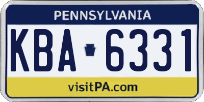 PA license plate KBA6331