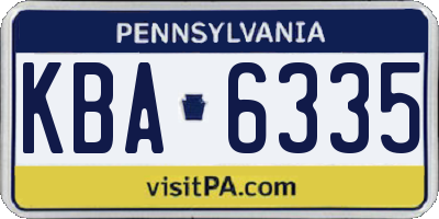 PA license plate KBA6335