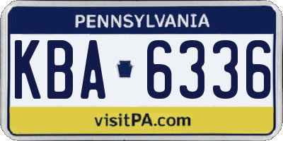 PA license plate KBA6336