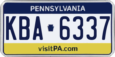 PA license plate KBA6337