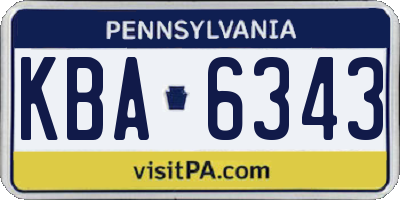 PA license plate KBA6343