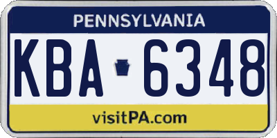 PA license plate KBA6348