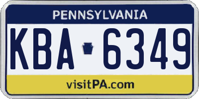 PA license plate KBA6349
