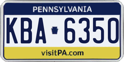 PA license plate KBA6350