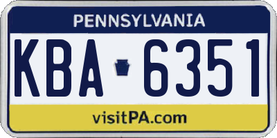 PA license plate KBA6351