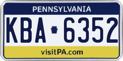 PA license plate KBA6352