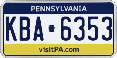 PA license plate KBA6353