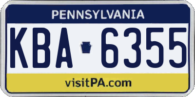 PA license plate KBA6355
