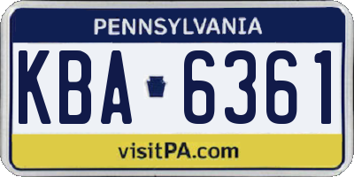 PA license plate KBA6361
